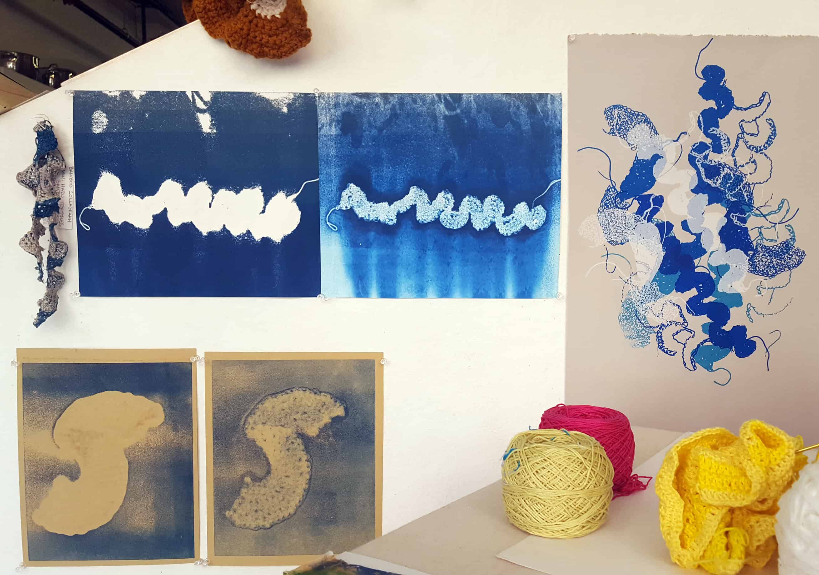 Diedre's collagraph's (left) and screen print (right).