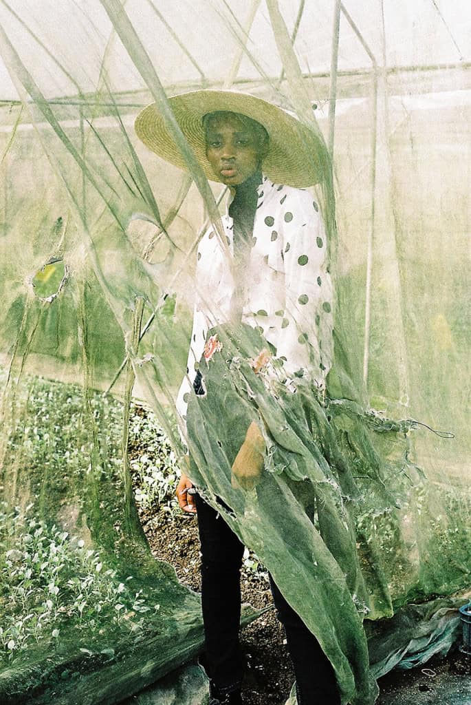 fashion editorial in green house