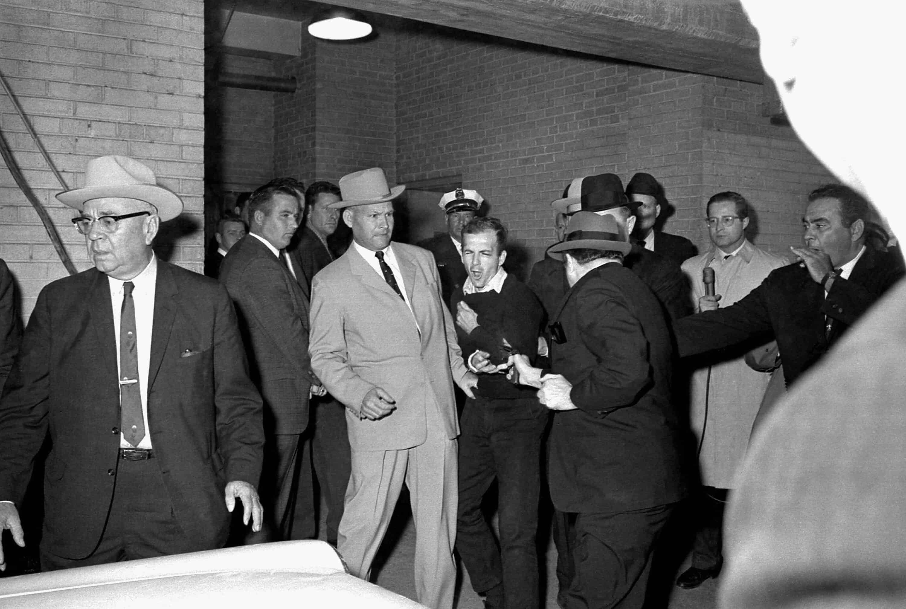 Pulitzer Prize winning photograph of Lee Harvey Oswald getting shot by Jack Ruby., November 24 1963  © Bob Jackson.