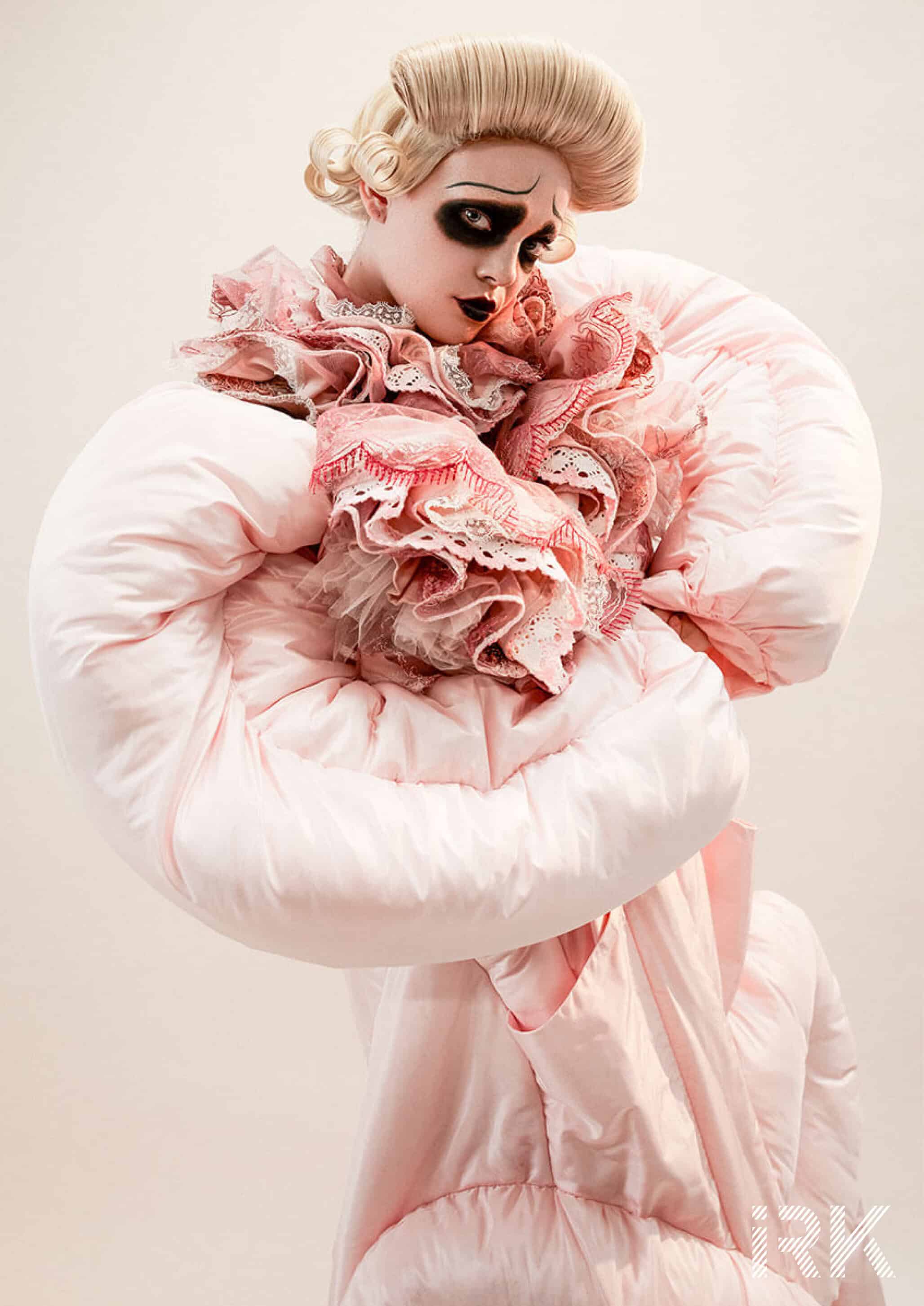 Pink quilted coat: Arc Luo Studio, Collar: Jessica Rowell