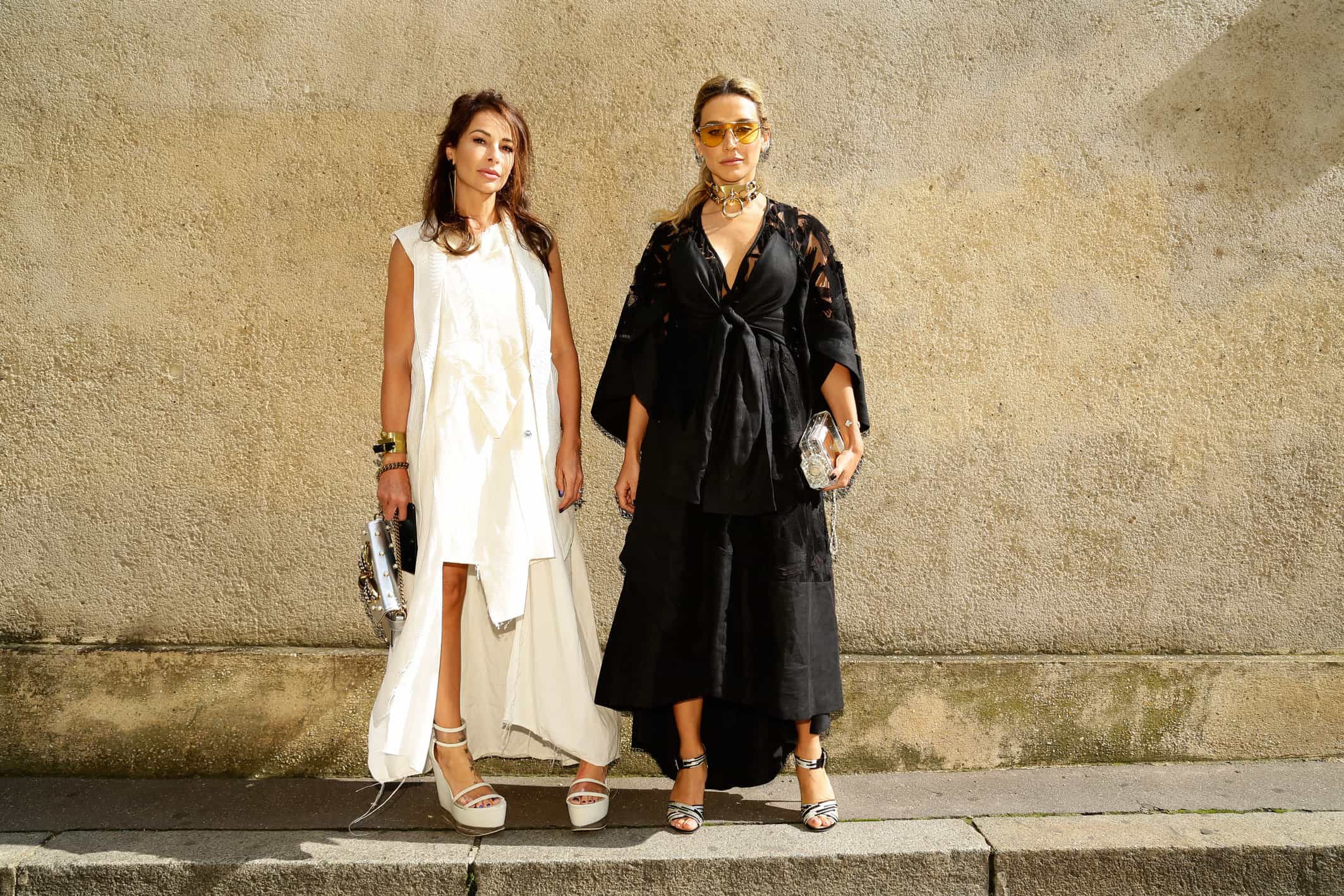 Erika Santos Maria with gucci handbag & wearing Ocksa dress, Fernanda wearing Dolce Gabana shoes & Chanel handbag,  Dior ss/18, Musée Rodin, Paris