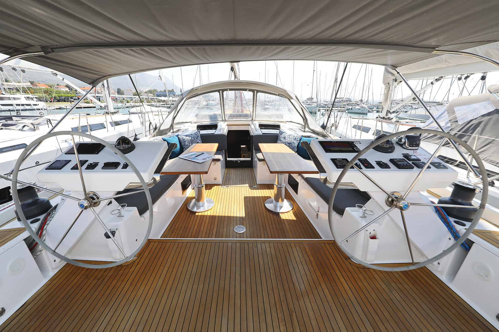 color landscape photograph of boat interior