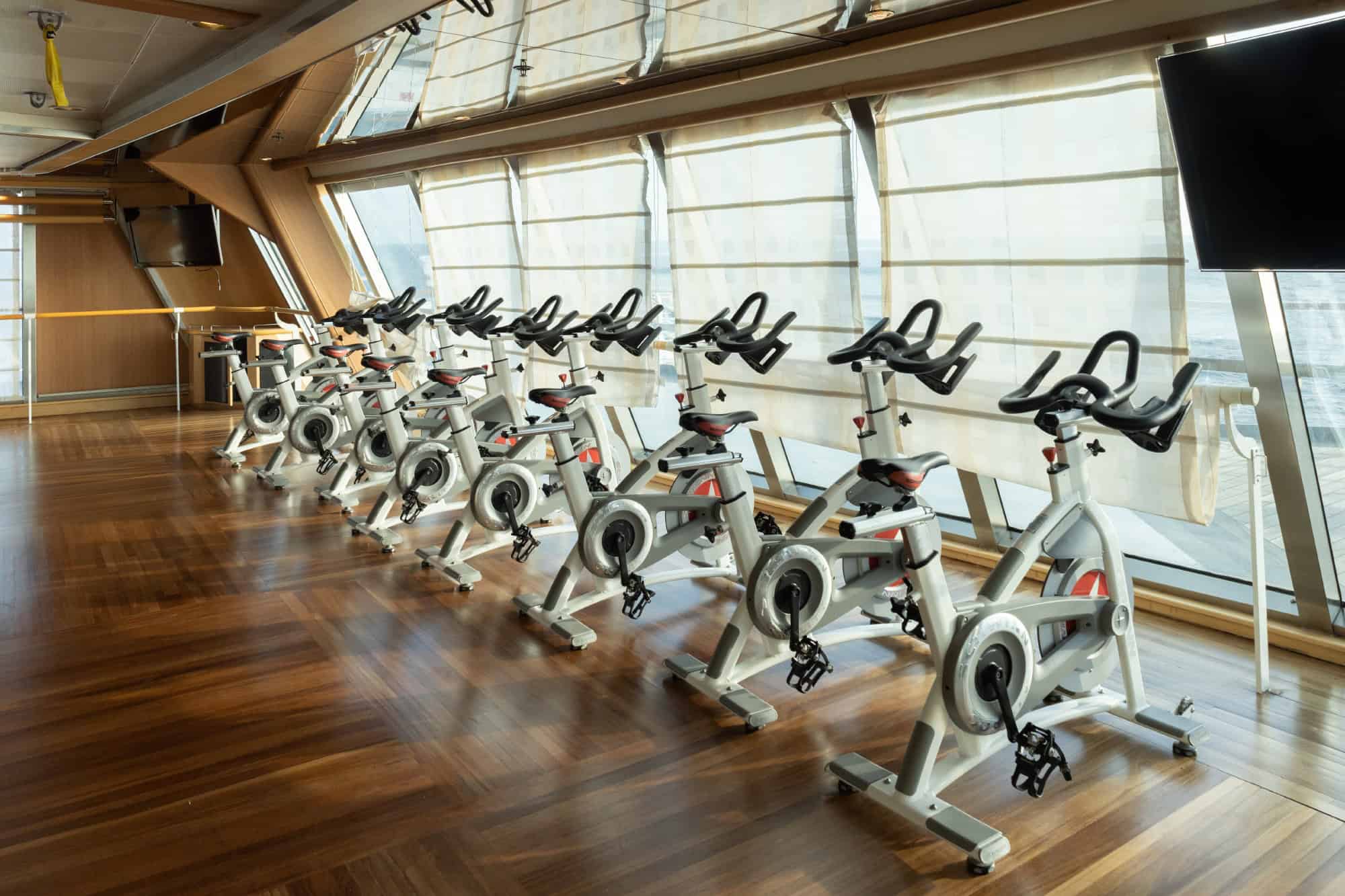 color landscape photograph of cruise ship gym