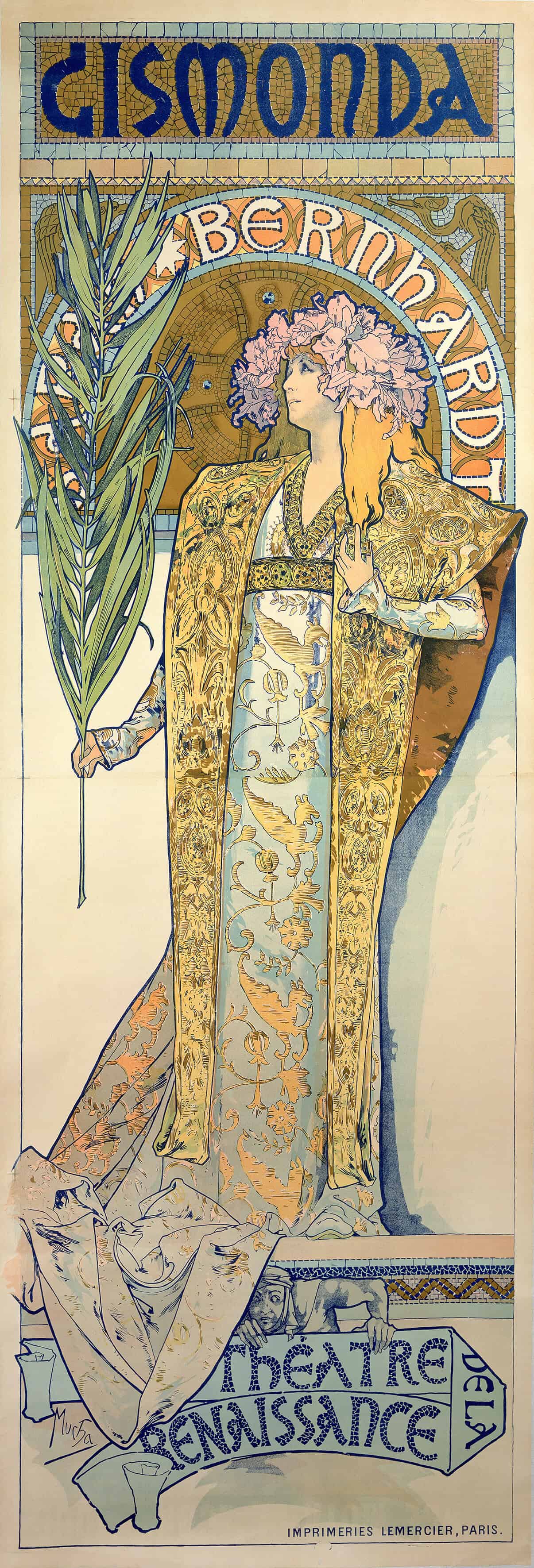 Gismonda 1894 lithography in couleur 216 x 74.2 cm Fondation Mucha, Prague © Mucha Trust 2018