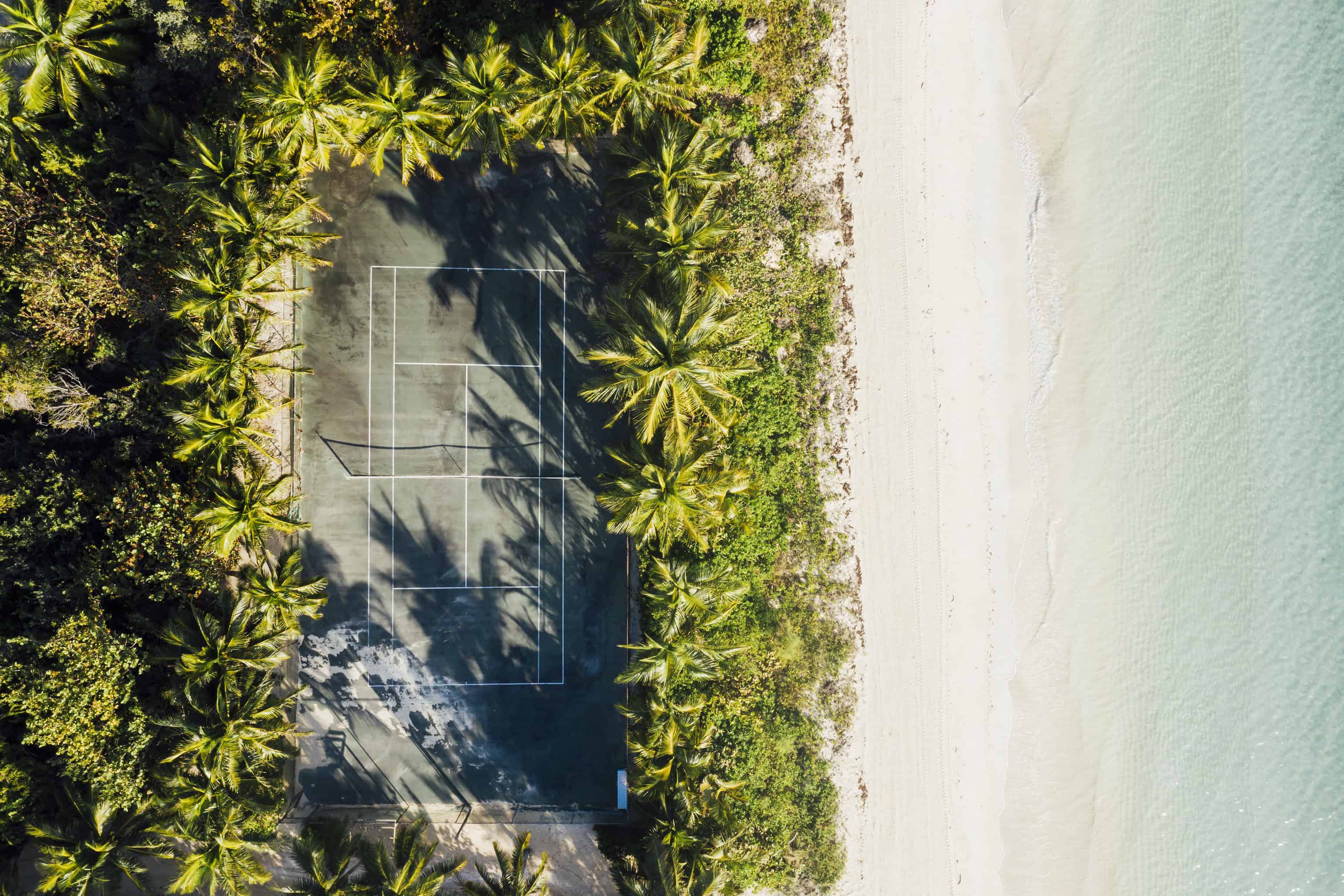 aerial view of outdoor tennis courts, landscape color photography