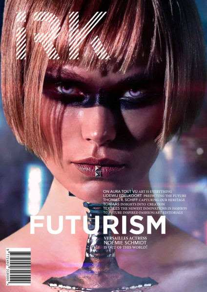 Editorial de moda de la portada de FUTURISM inspirada en Blade Runner